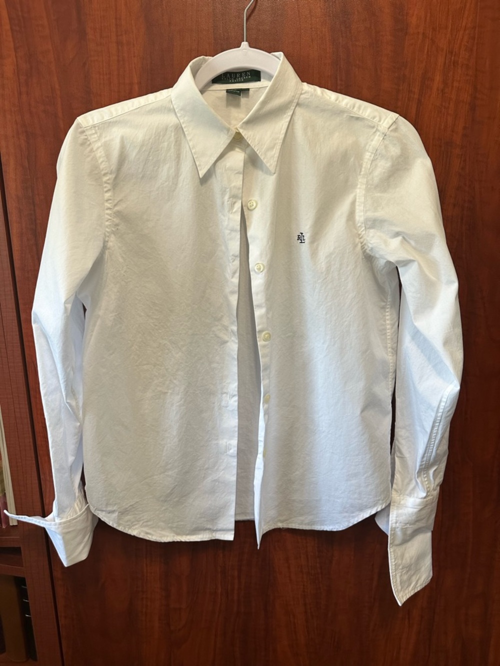 Women’s Classic Crisp White Dress Shirt with Subtle Chest Logo - Ralph Lauren